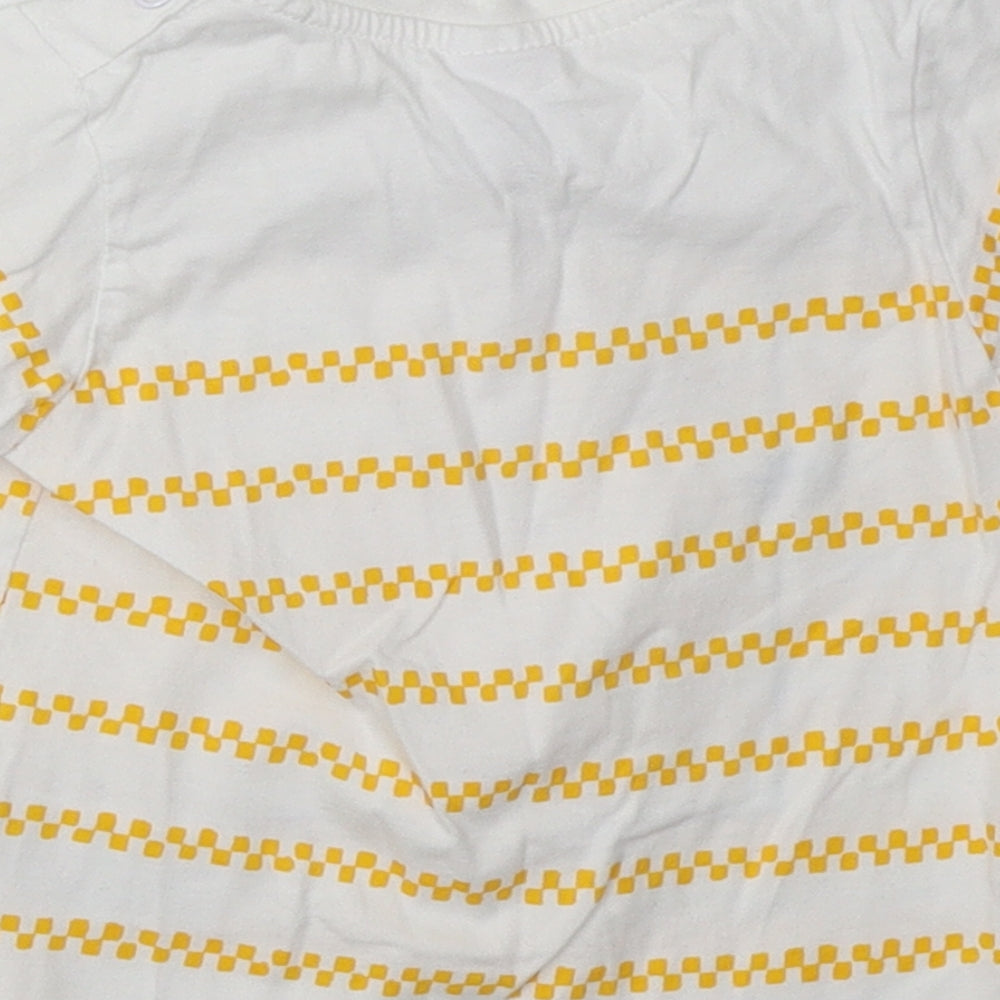 newness Boys Yellow Striped Cotton Basic T-Shirt Size 12 Months Crew Neck Buckle