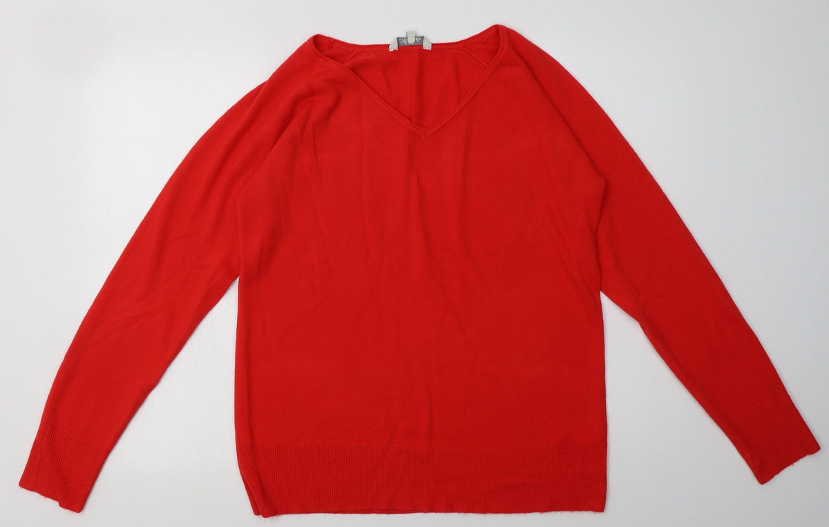 Additional front view of Peacocks women’s red acrylic pullover sweatshirt, size UK 18, pullover