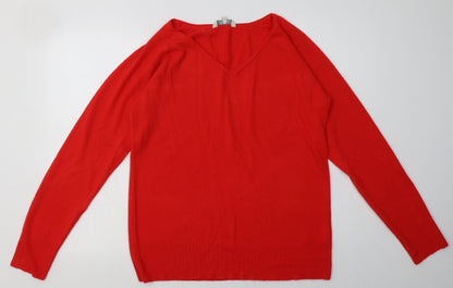 Additional front view of Peacocks women’s red acrylic pullover sweatshirt, size UK 18, pullover