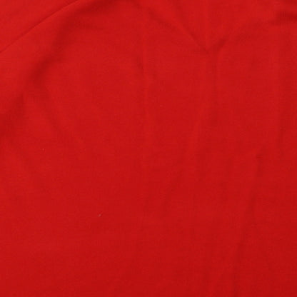 Brand and care label for Peacocks women’s red acrylic pullover sweatshirt, size UK 18, pullover