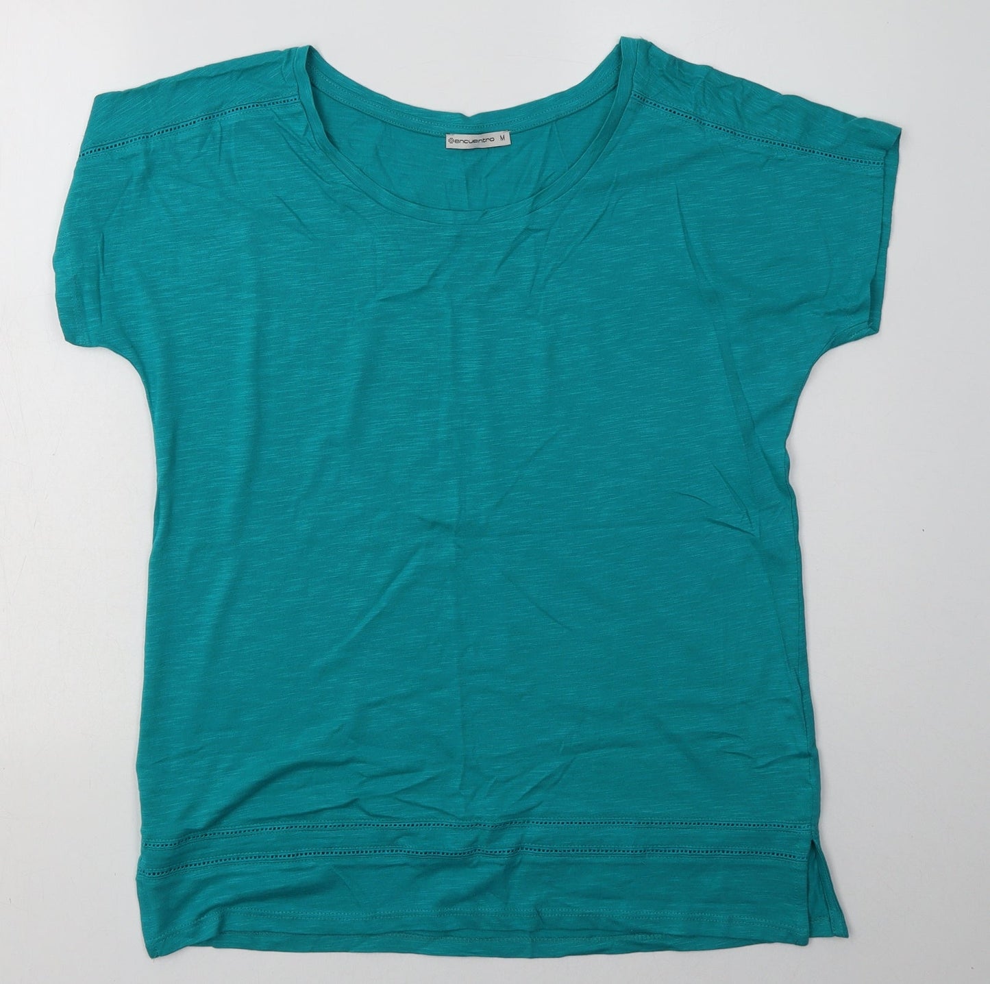 Womens UK Size M Encuentro Green Basic T-Shirt