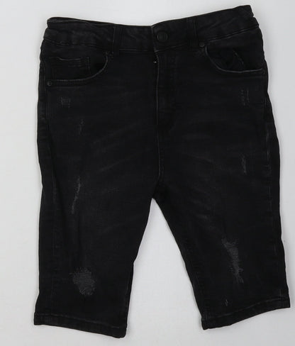 River Island Boys Black  Cotton Bermuda Shorts Size 9-10 Years  Regular Buckle