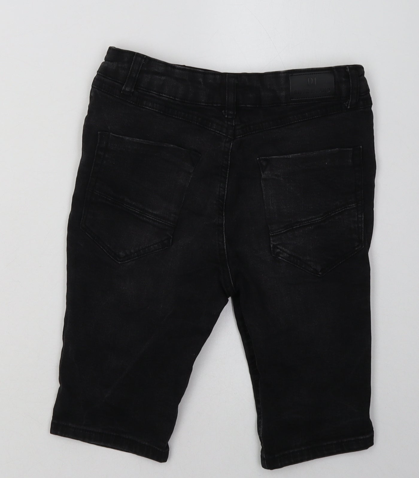 River Island Boys Black  Cotton Bermuda Shorts Size 9-10 Years  Regular Buckle