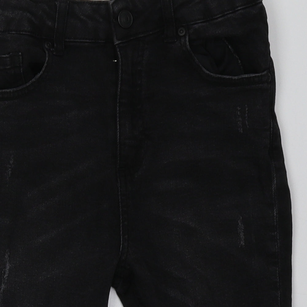 River Island Boys Black  Cotton Bermuda Shorts Size 9-10 Years  Regular Buckle