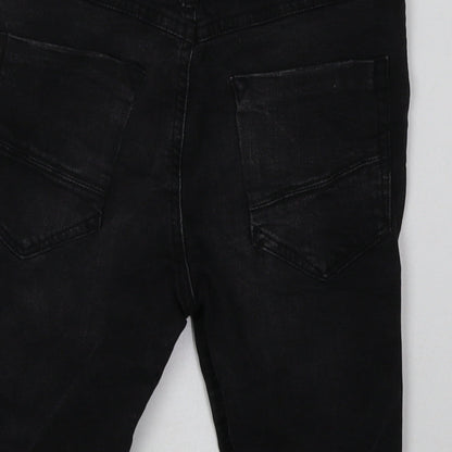 River Island Boys Black  Cotton Bermuda Shorts Size 9-10 Years  Regular Buckle