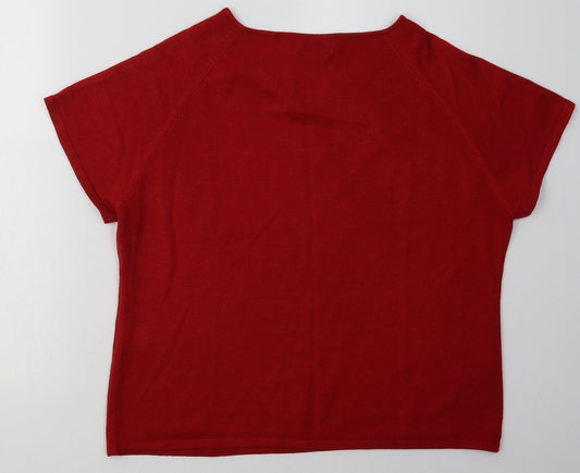 Bonmarché Womens Red  Acrylic Pullover Sweatshirt Size L  Pullover