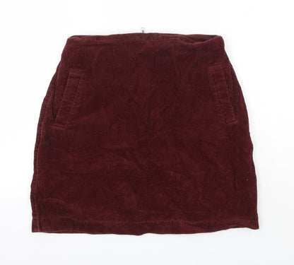New Look Womens Purple  Cotton A-Line Skirt Size 6    - Burgundy
