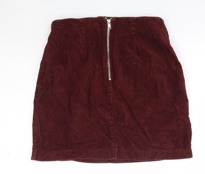 New Look Womens Purple  Cotton A-Line Skirt Size 6    - Burgundy