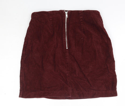 New Look Womens Purple  Cotton A-Line Skirt Size 6    - Burgundy