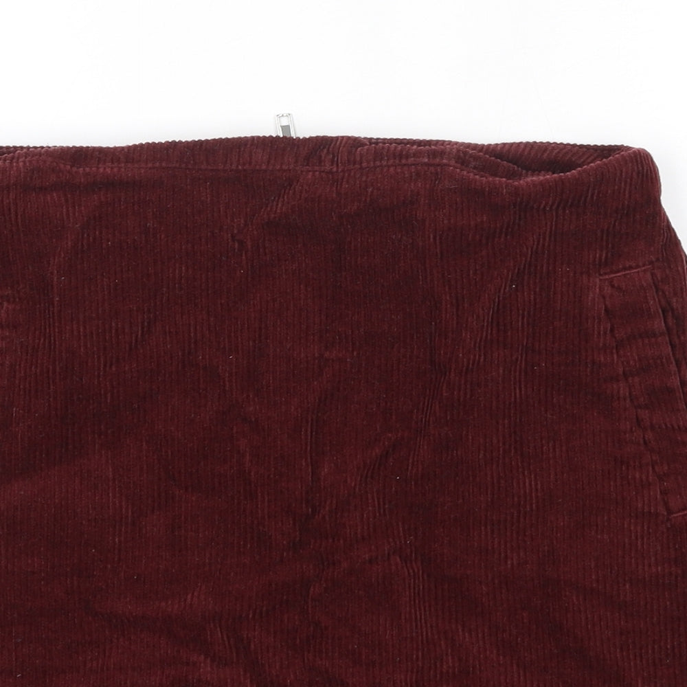 New Look Womens Purple  Cotton A-Line Skirt Size 6    - Burgundy