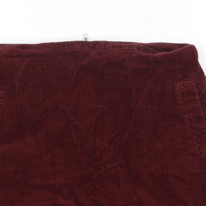 New Look Womens Purple  Cotton A-Line Skirt Size 6    - Burgundy