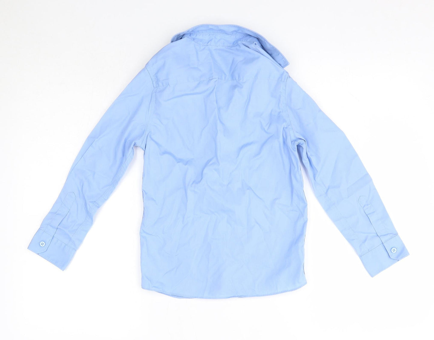 M&S Boys Blue  Cotton Basic Button-Up Size 8-9 Years Collared  - School