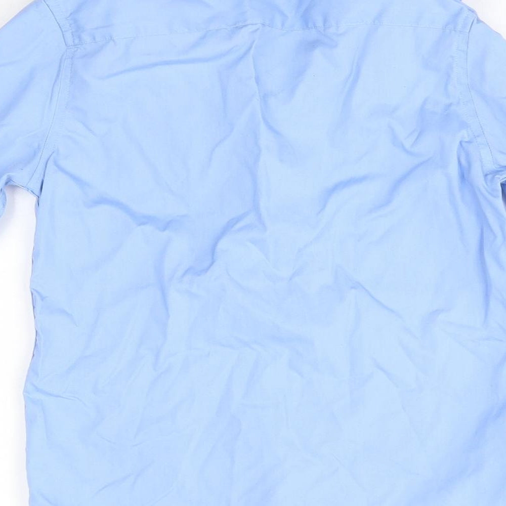M&S Boys Blue  Cotton Basic Button-Up Size 8-9 Years Collared  - School