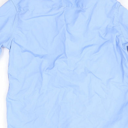 M&S Boys Blue  Cotton Basic Button-Up Size 8-9 Years Collared  - School