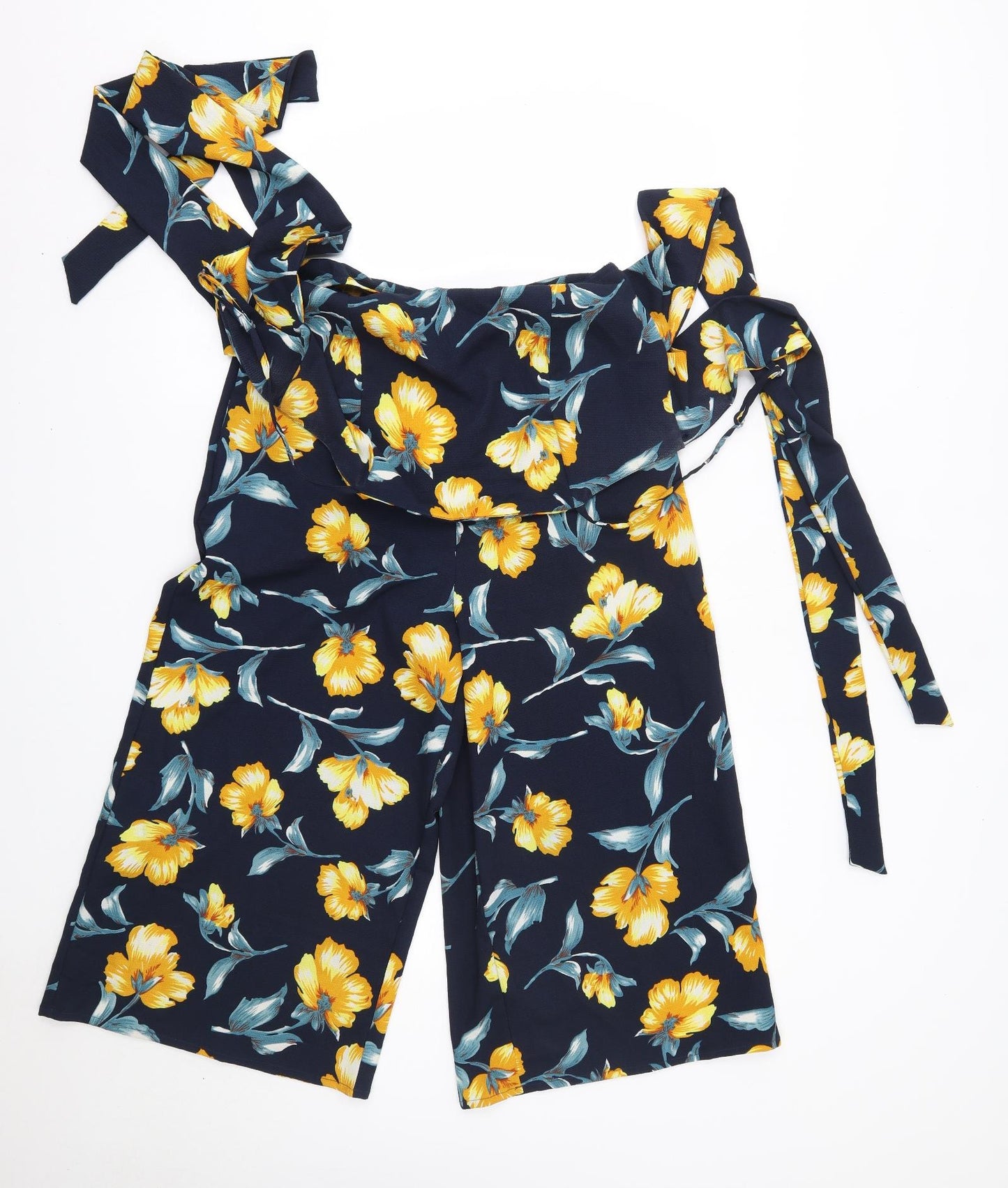 QED London Womens Blue Floral Polyester Trousers  Size 12 L20 in Regular