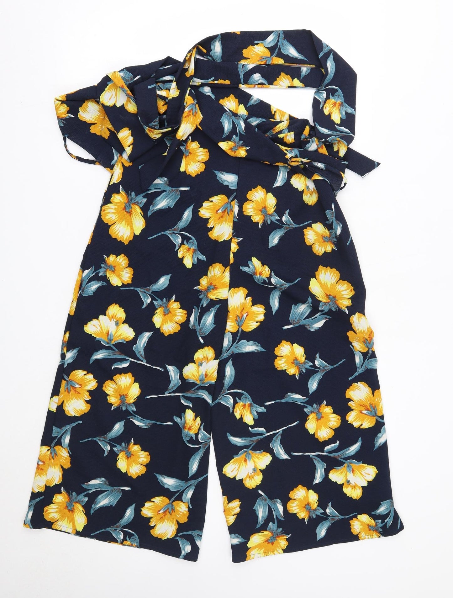 QED London Womens Blue Floral Polyester Trousers  Size 12 L20 in Regular