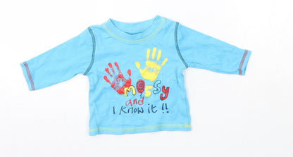 George Baby Blue  100% Cotton Basic Casual Size 3-6 Months Round Neck