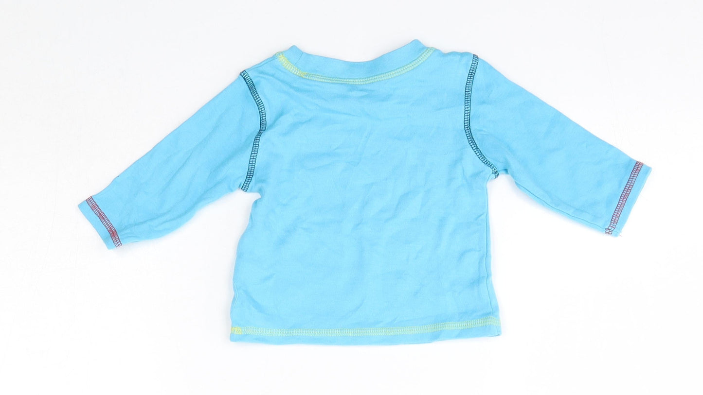 George Baby Blue  100% Cotton Basic Casual Size 3-6 Months Round Neck