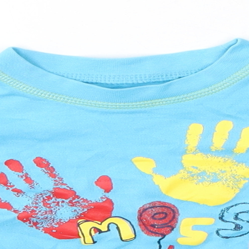 George Baby Blue  100% Cotton Basic Casual Size 3-6 Months Round Neck