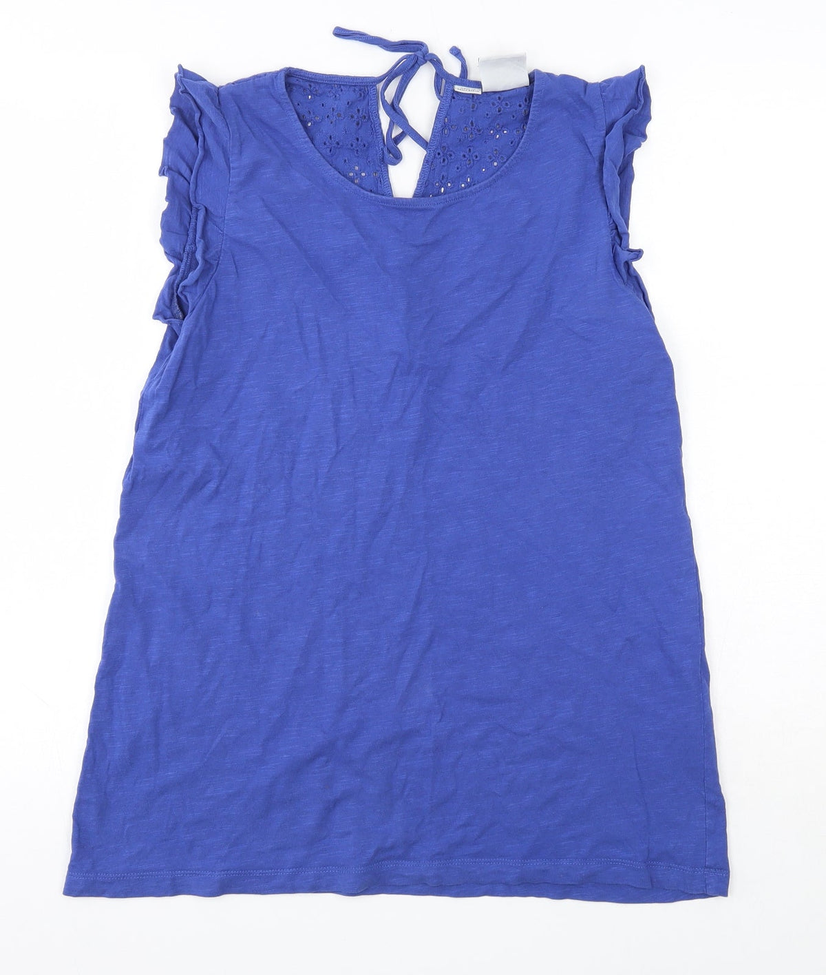Additional front view of Mama Licous women’s blue cotton basic blouse, size M, round neck