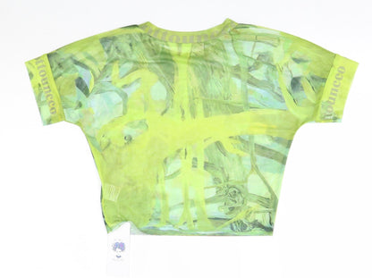 Back view of Do My Self women’s green polyester basic blouse, size L, round neck