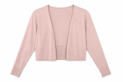 Front view of Bonmarché women’s pink v-neck viscose cardigan jumper, size M