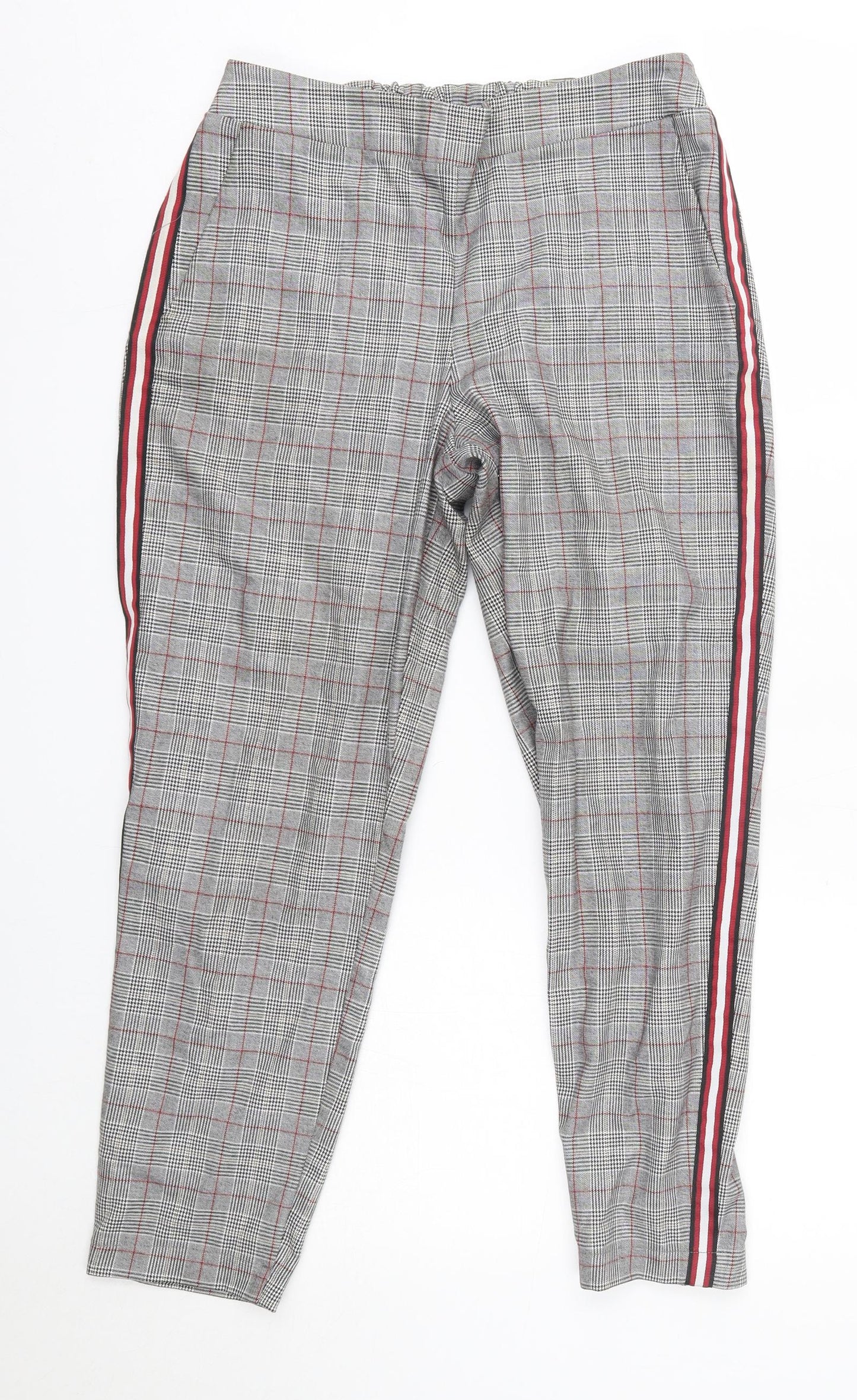 Primark Womens Grey Check Polyester Dress Pants Trousers Size 8 L25 in Regular