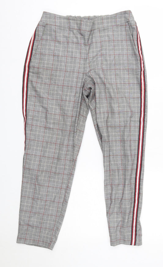 Primark Womens Grey Check Polyester Dress Pants Trousers Size 8 L25 in Regular