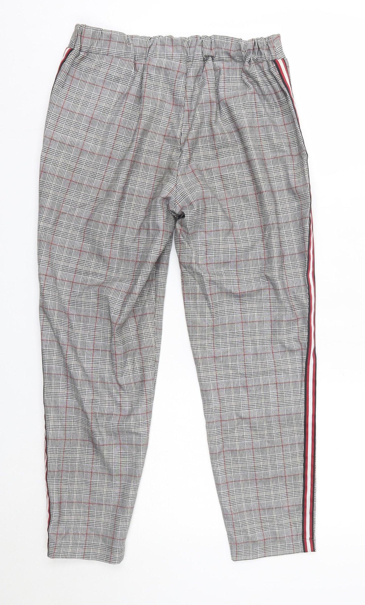 Primark Womens Grey Check Polyester Dress Pants Trousers Size 8 L25 in Regular