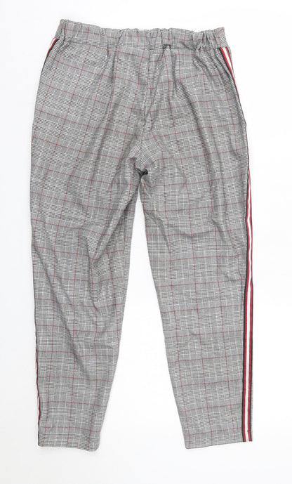 Primark Womens Grey Check Polyester Dress Pants Trousers Size 8 L25 in Regular