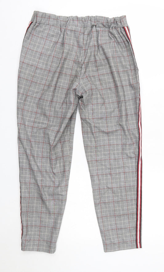 Primark Womens Grey Check Polyester Dress Pants Trousers Size 8 L25 in Regular