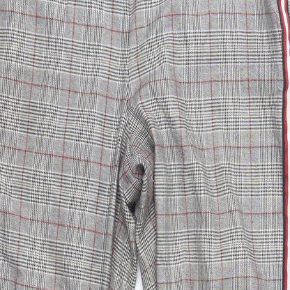 Primark Womens Grey Check Polyester Dress Pants Trousers Size 8 L25 in Regular