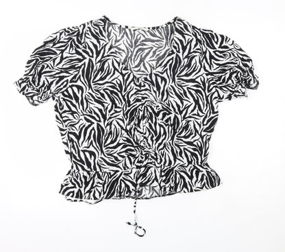 George Womens Black Striped Viscose Basic Blouse Size 16 V-Neck