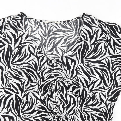 George Womens Black Striped Viscose Basic Blouse Size 16 V-Neck