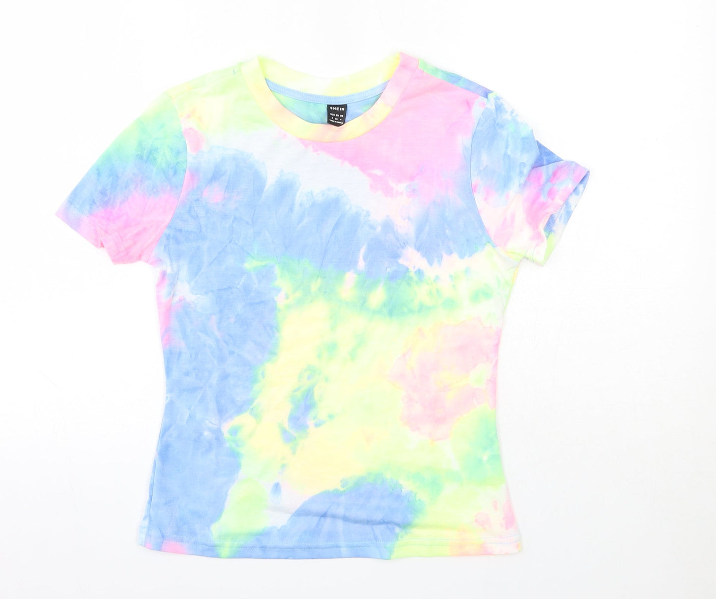 SheIn Womens Multicoloured  Polyester Basic T-Shirt Size S Round Neck