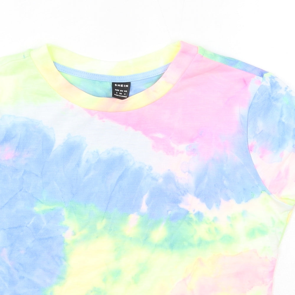 SheIn Womens Multicoloured  Polyester Basic T-Shirt Size S Round Neck
