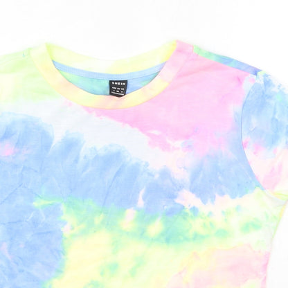 SheIn Womens Multicoloured  Polyester Basic T-Shirt Size S Round Neck