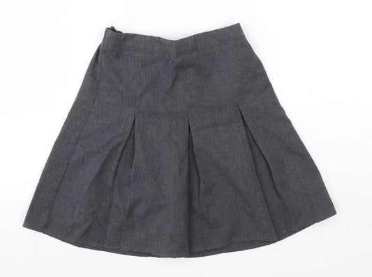 Front view of George girls’ grey polyester a-line skirt, size 6-7, years regular - school