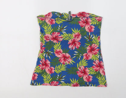 Originals Womens Blue Floral Cotton Basic Blouse Size 12 Off the Shoulder