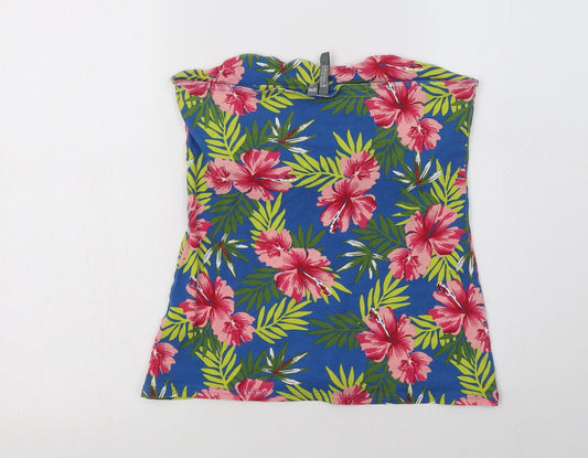 Originals Womens Blue Floral Cotton Basic Blouse Size 12 Off the Shoulder