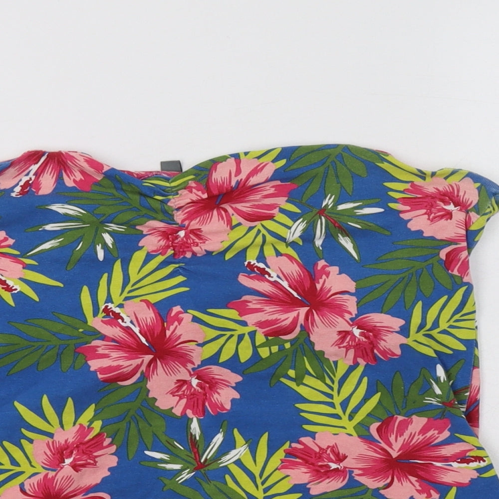Originals Womens Blue Floral Cotton Basic Blouse Size 12 Off the Shoulder