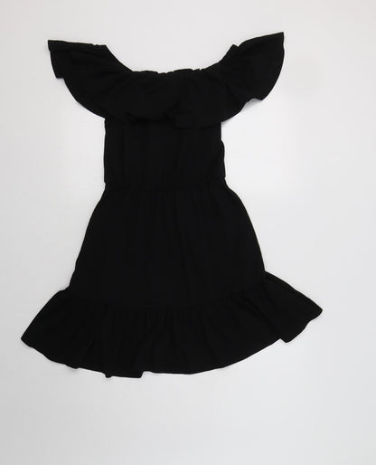 ASOS Womens Black  Cotton Fit & Flare  Size 10  Off the Shoulder