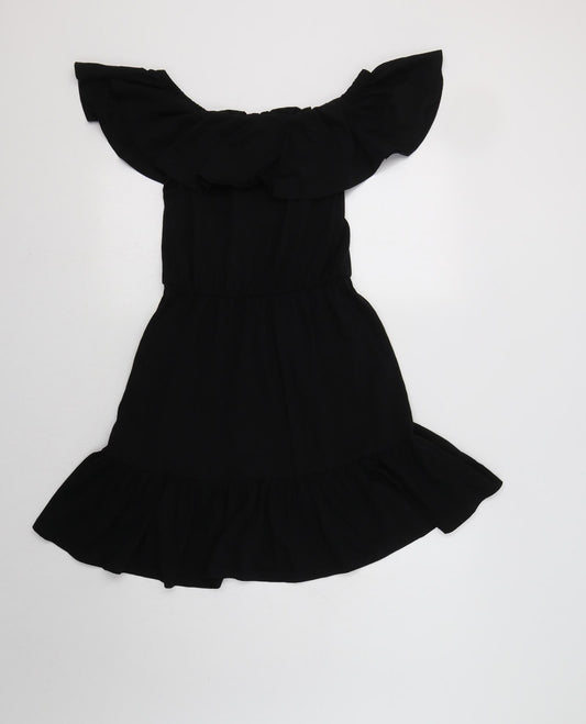 ASOS Womens Black  Cotton Fit & Flare  Size 10  Off the Shoulder