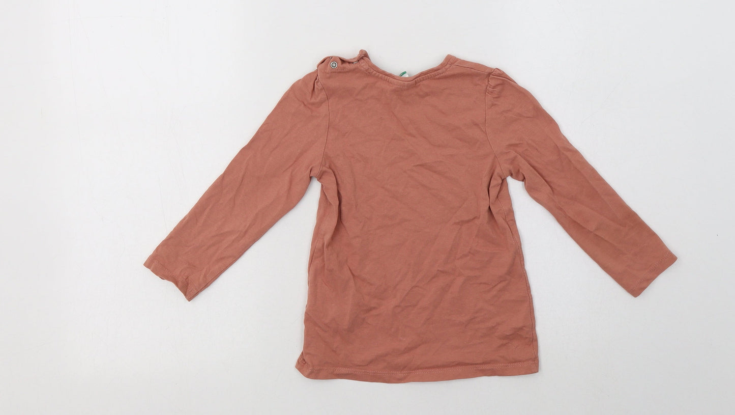 So Cute Girls Pink  Cotton Basic T-Shirt Size 2-3 Years Crew Neck Snap