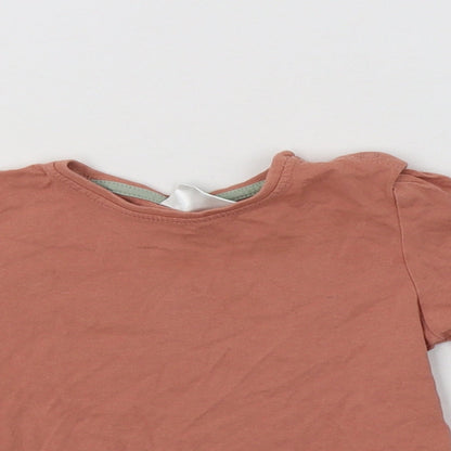 So Cute Girls Pink  Cotton Basic T-Shirt Size 2-3 Years Crew Neck Snap