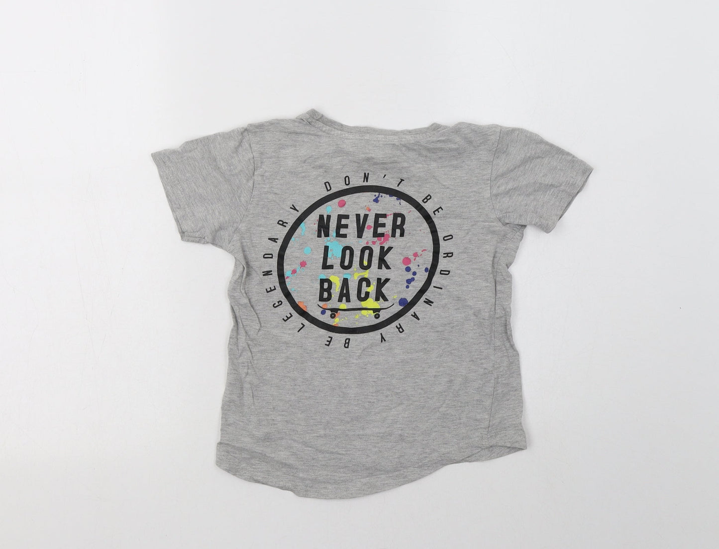 George Girls Grey  Cotton Basic T-Shirt Size 6-7 Years Crew Neck