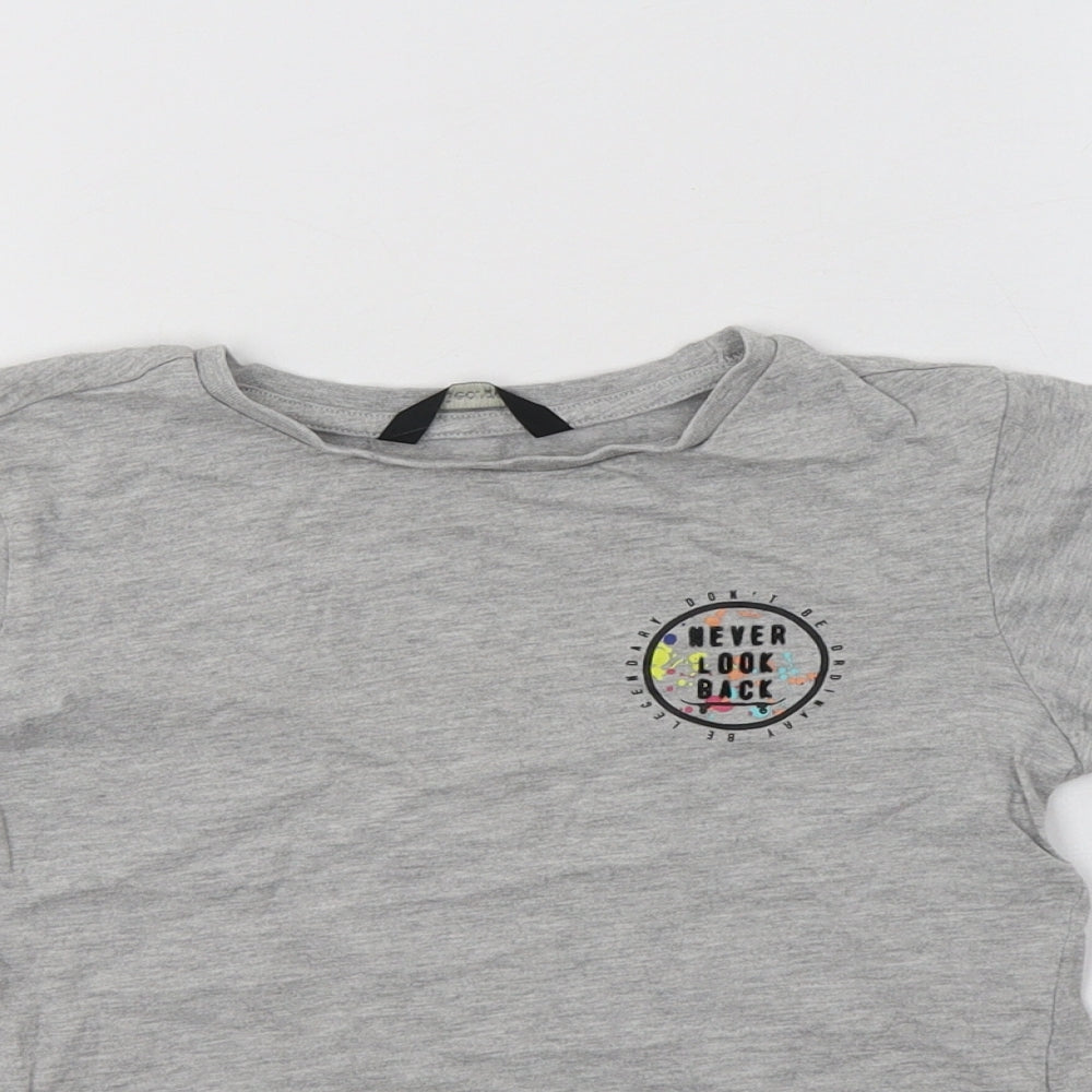 George Girls Grey  Cotton Basic T-Shirt Size 6-7 Years Crew Neck