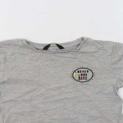 George Girls Grey  Cotton Basic T-Shirt Size 6-7 Years Crew Neck