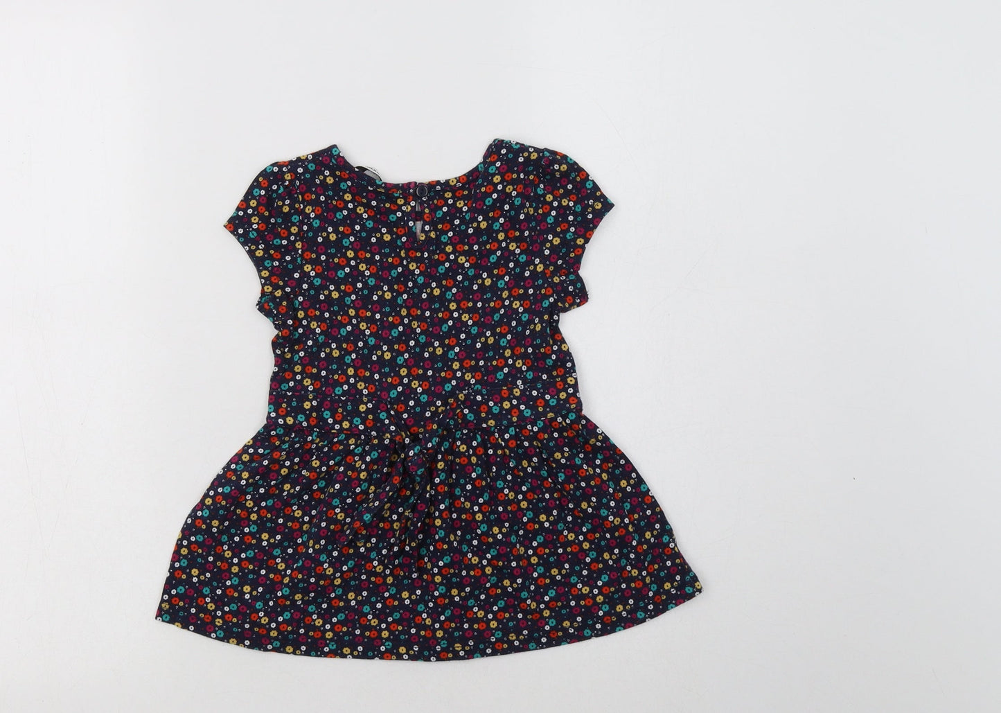 George Girls Blue Floral Cotton A-Line  Size 2-3 Years  Crew Neck