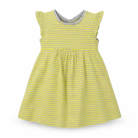 NEXT Girls Yellow Striped Cotton A-Line  Size 2-3 Years  Crew Neck
